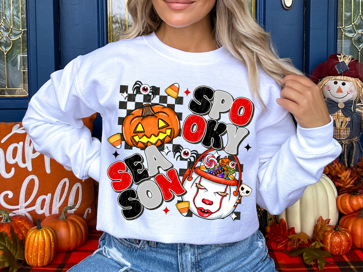 Pumpkin and Pennywise Spooky Season Halloween Bucket Halloween DTF Transfers - SCD1628