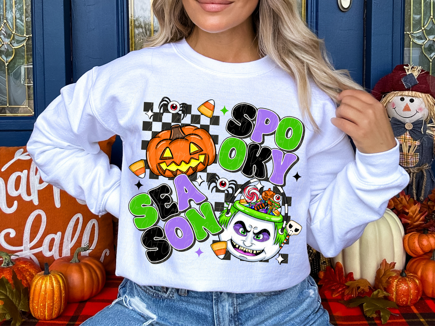 Pumpkin and Beetle Juice Spooky Season Halloween Bucket Halloween DTF Transfers - SCD1630