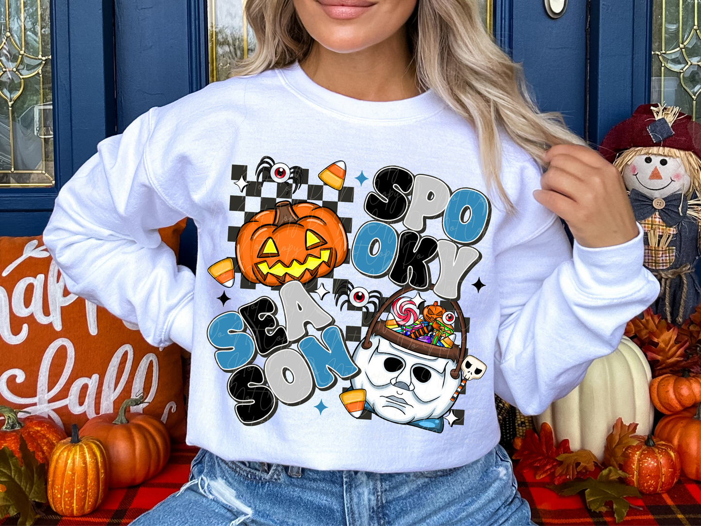 Pumpkin and Michael Myers Spooky Season Halloween Bucket Halloween DTF Transfers - SCD1631