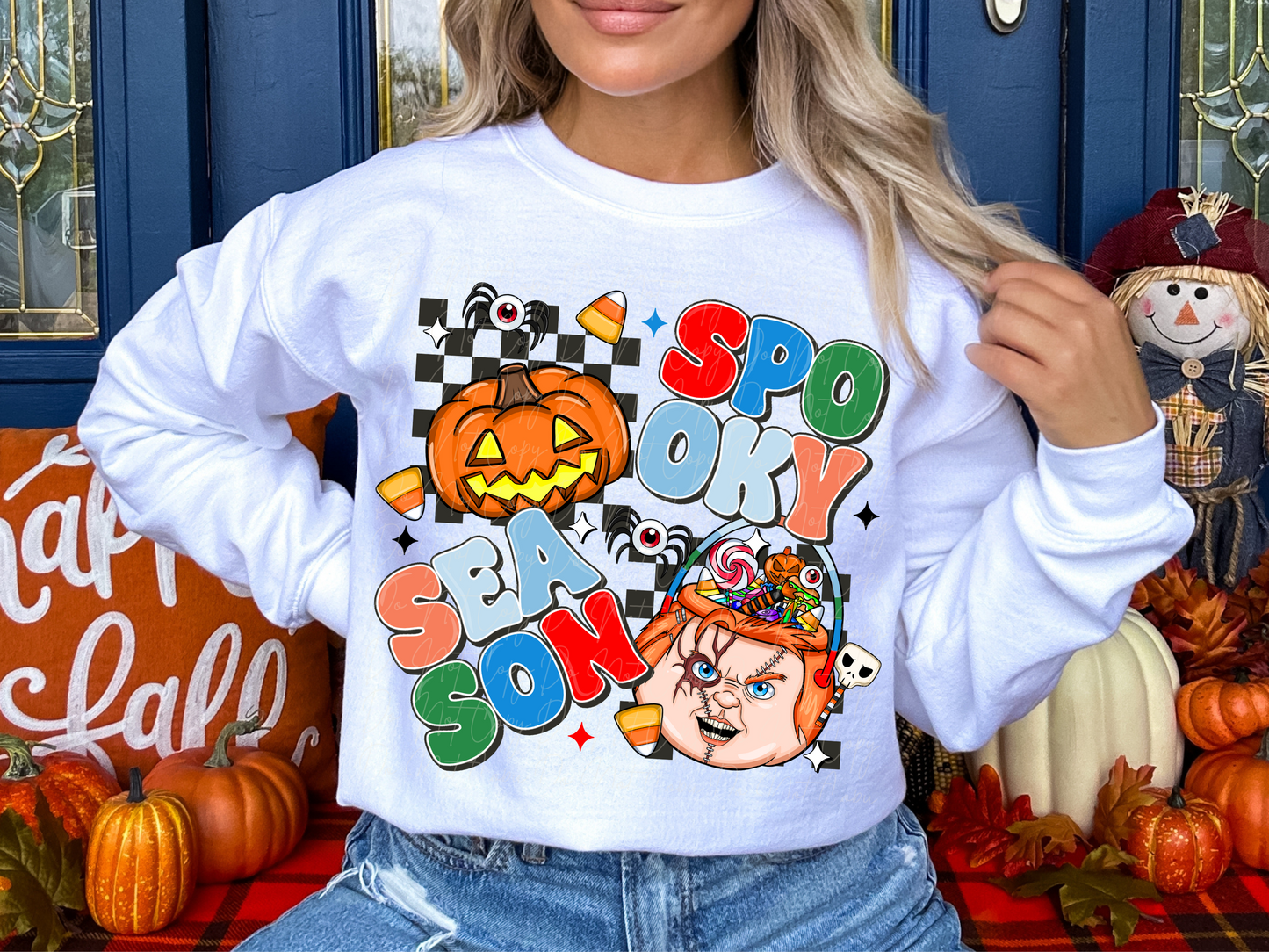 Pumpkin and Chucky Spooky Season Halloween Bucket Halloween DTF Transfers - SCD1633