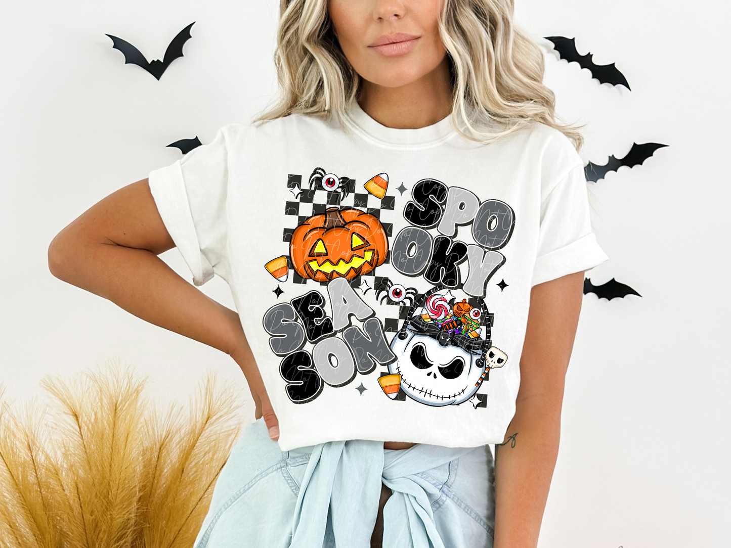 Pumpkin and Jack Spooky Season Halloween Bucket Halloween DTF Transfers - SCD1635