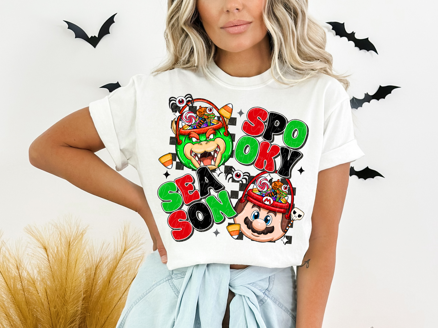 Bowser and Mario Spooky Season Halloween Bucket Halloween DTF Transfers - SCD1637