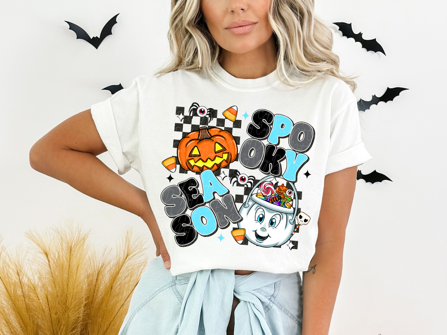 Pumpkin and Casper The Ghost Spooky Season Halloween Bucket Halloween DTF Transfers - SCD1642