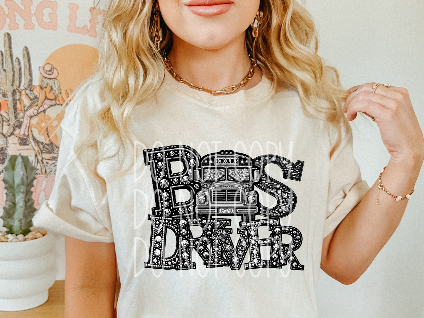 Bus Driver Rhinestone School DTF Transfer - TED1427