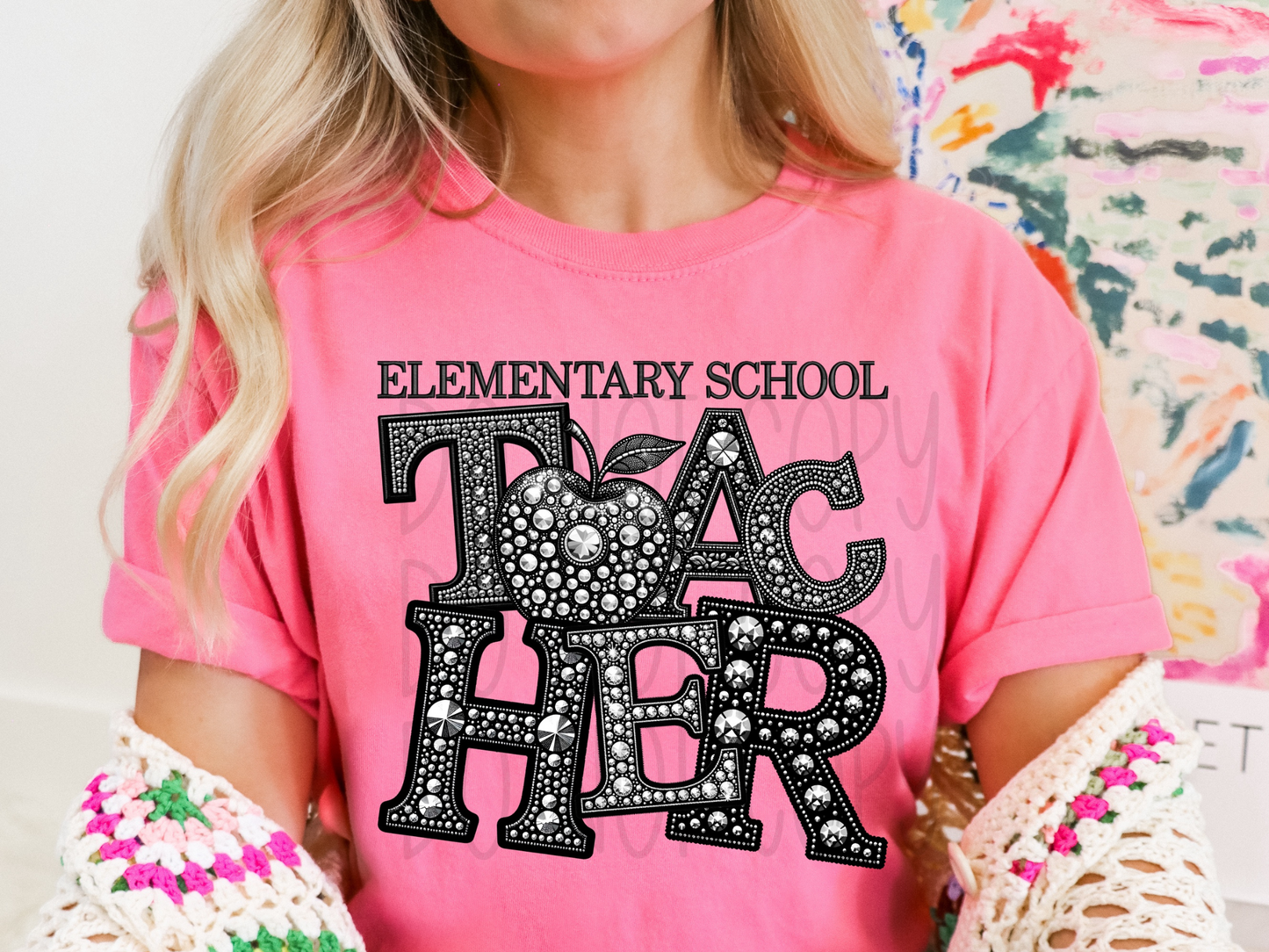Elementary School Teacher Rhinestone School DTF Transfer - TED1431