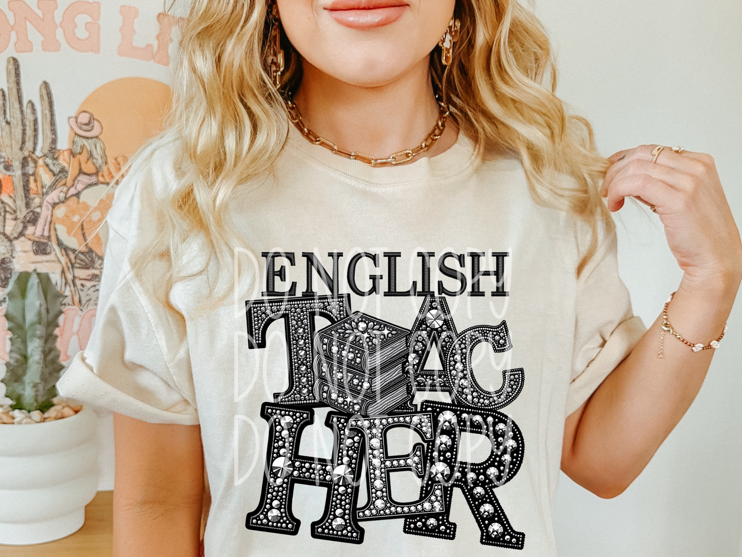 English Teacher Rhinestone School DTF Transfer - TED1432