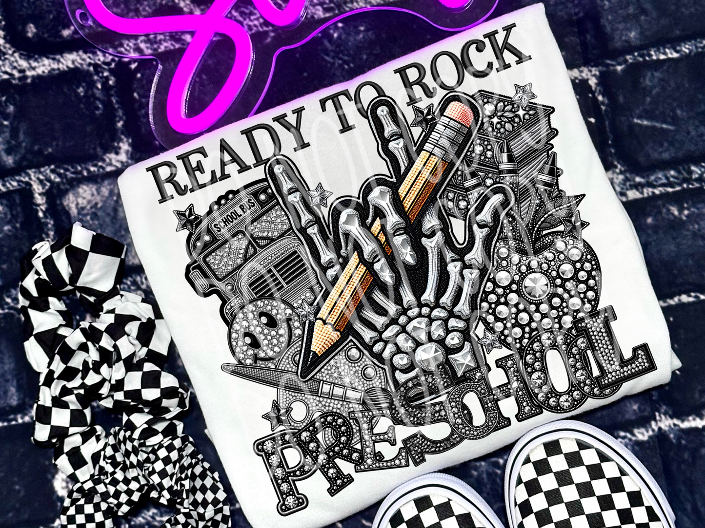 Ready To Rock Preschool Rhinestone School DTF Transfer - TED1465