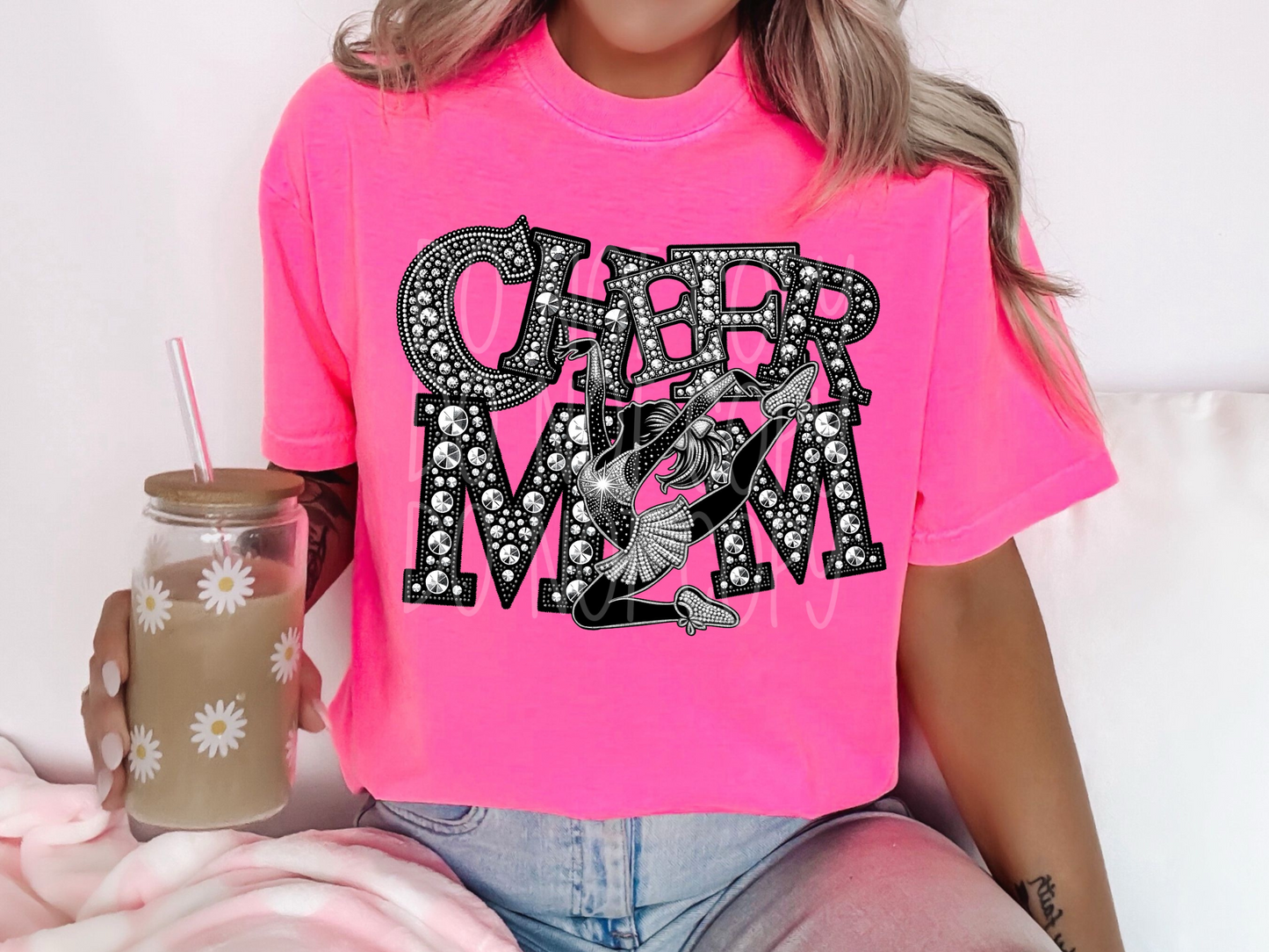 Cheer Mom Rhinestone DTF Transfer - TED1473