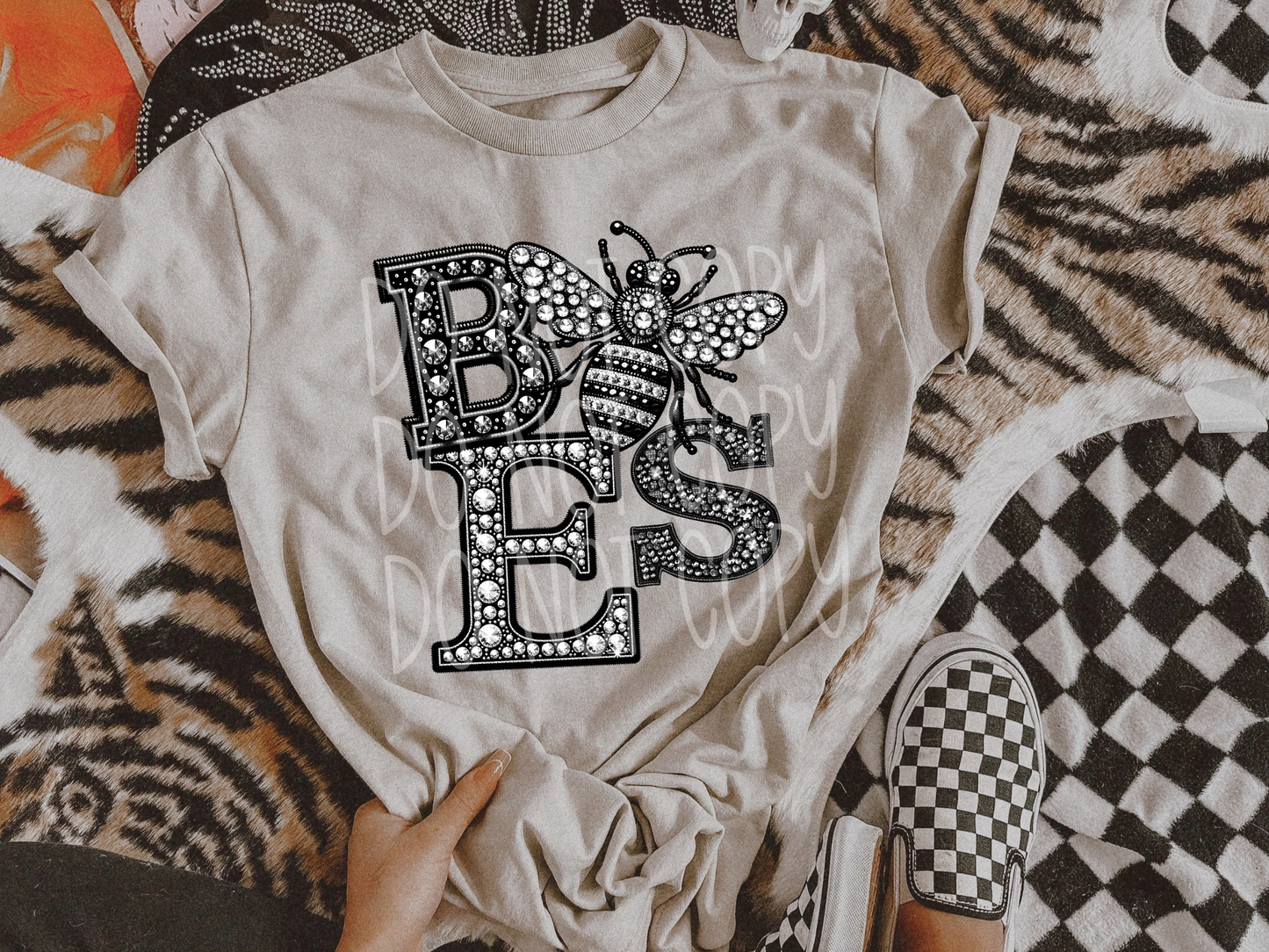 Bees School Spirit Mascot Rhinestone DTF Transfer - TED1516