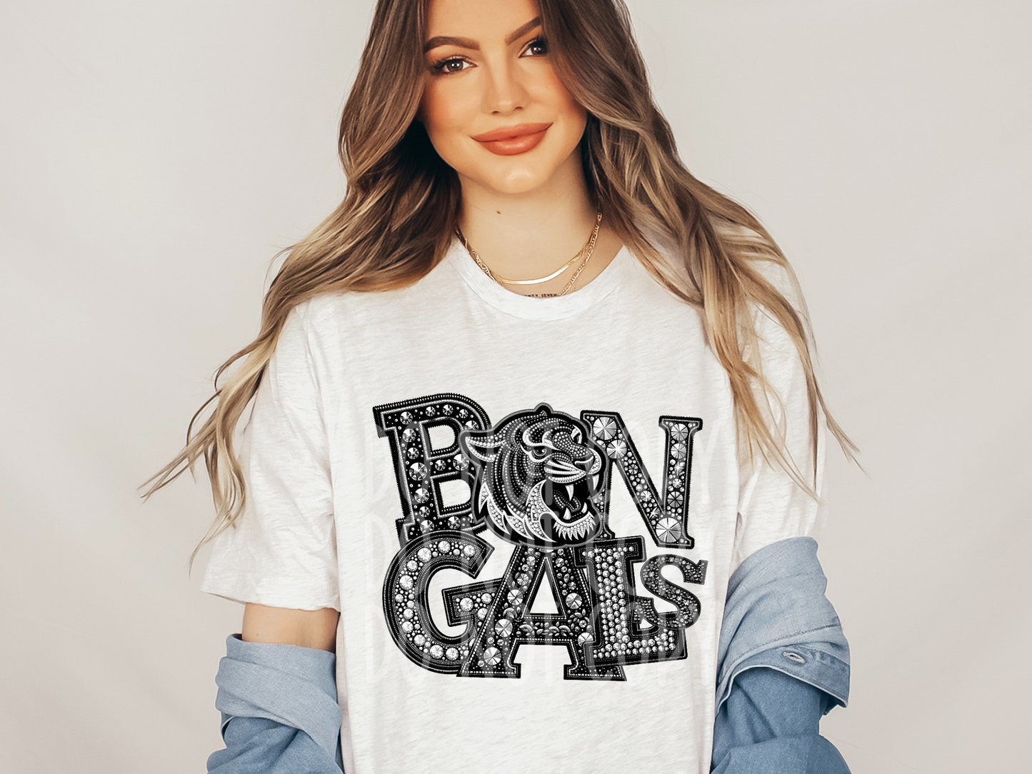 Bengals School Spirit Mascot Rhinestone DTF Transfer - TED1517