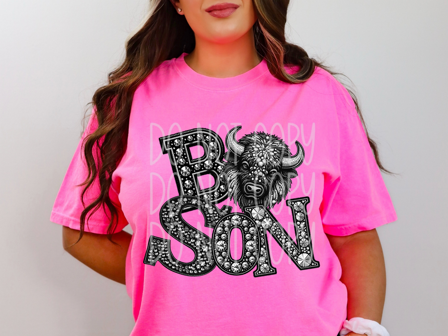 Bison School Spirit Mascot Rhinestone DTF Transfer - TED1518