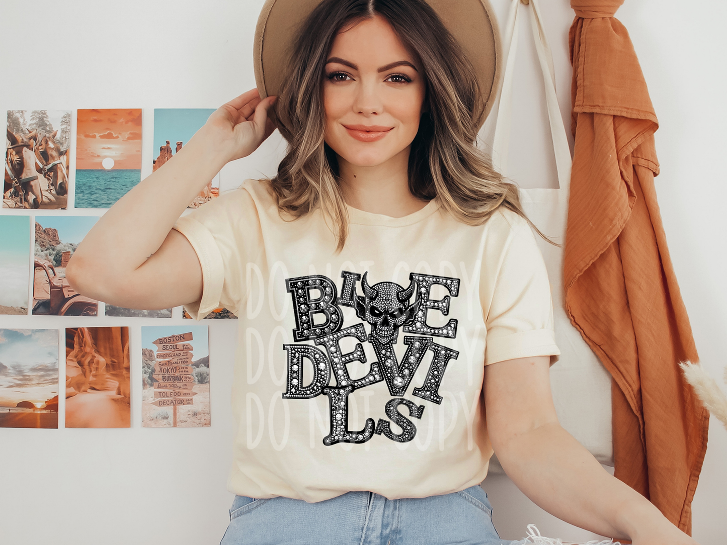 Blue Devils School Spirit Mascot Rhinestone DTF Transfer - TED1521