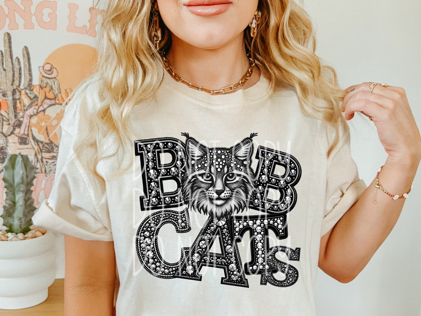 Bobcats School Spirit Mascot Rhinestone DTF Transfer - TED1522