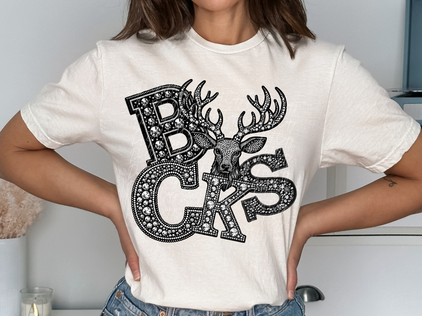 Bucks School Spirit Mascot Rhinestone DTF Transfer - TED1528