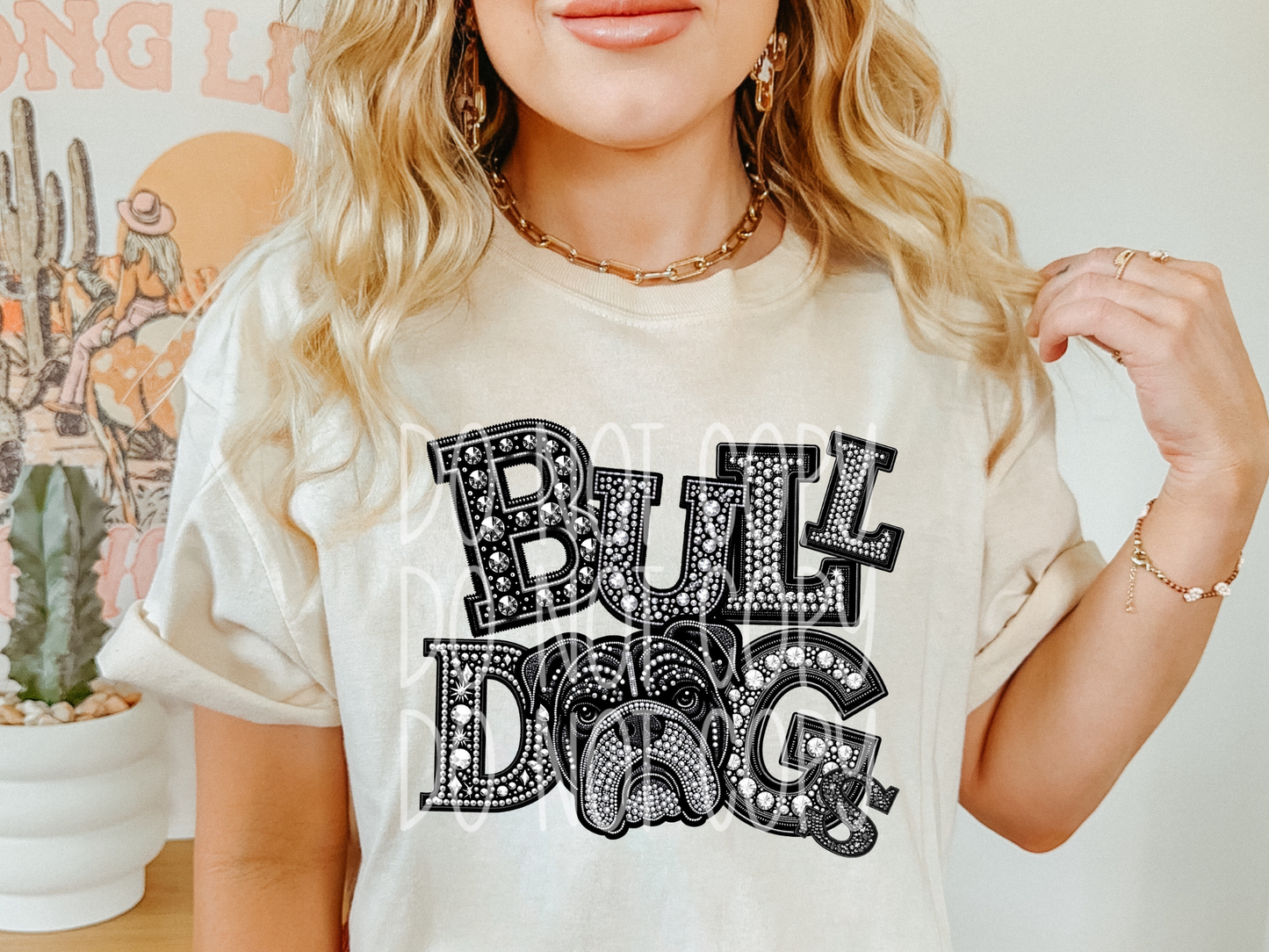 Bulldogs School Spirit Mascot Rhinestone DTF Transfer - TED1530