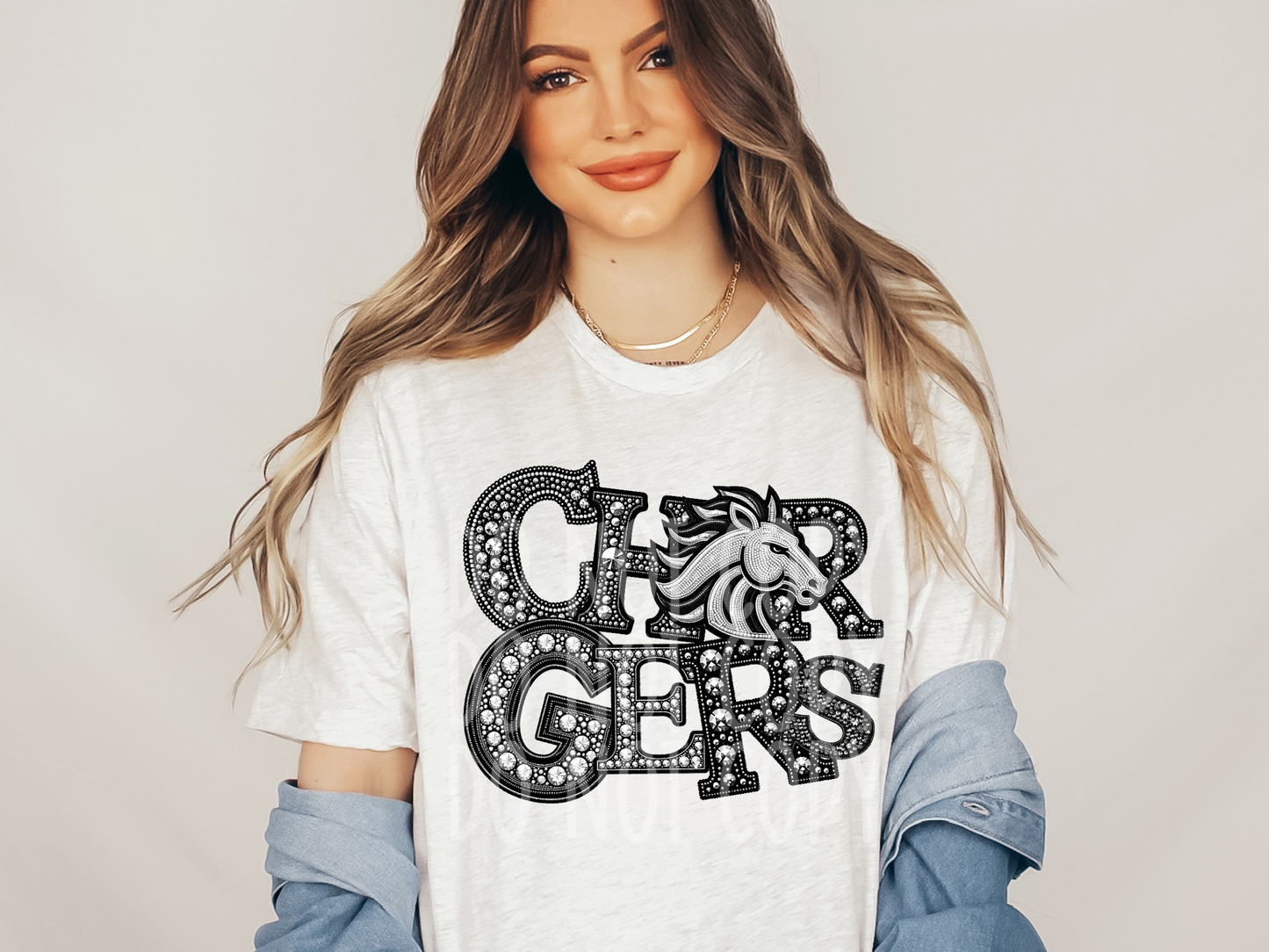 Chargers Horse School Spirit Mascot Rhinestone DTF Transfer - TED1533