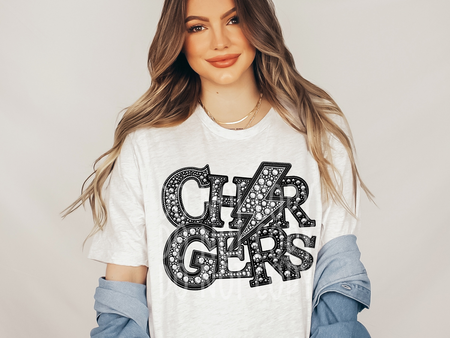 Chargers Lightning Bolt School Spirit Mascot Rhinestone DTF Transfer - TED1534