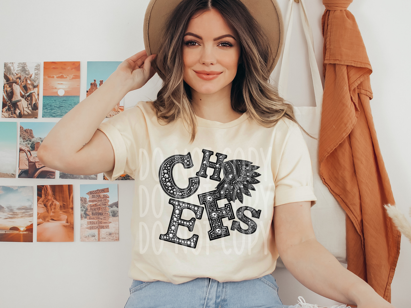 Chiefs School Spirit Mascot Rhinestone DTF Transfer - TED1535