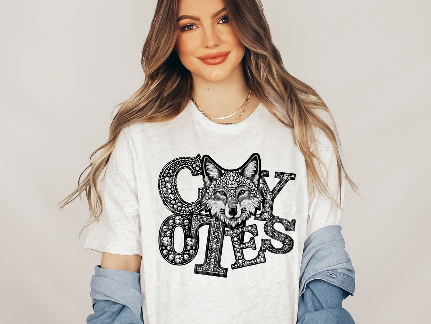 Coyotes Star School Spirit Mascot Rhinestone DTF Transfer - TED1542