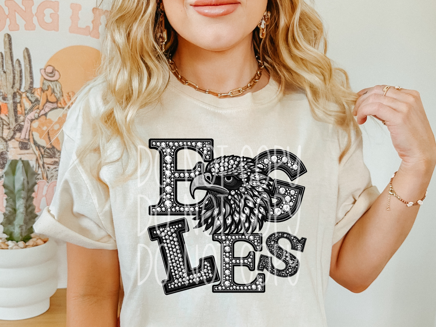 Eagles School Spirit Mascot Rhinestone DTF Transfer - TED1547