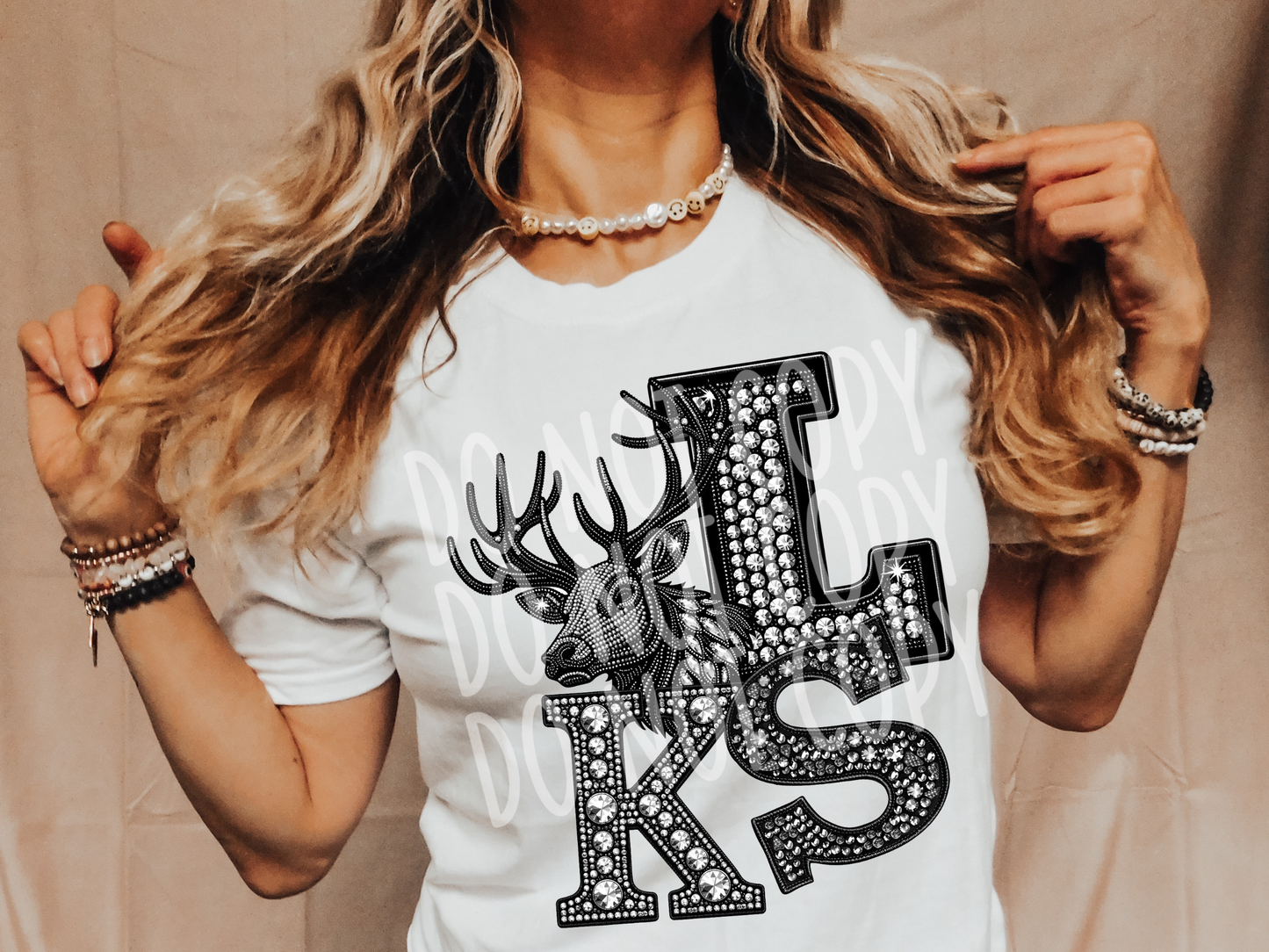 Elks School Spirit Mascot Rhinestone DTF Transfer - TED1548