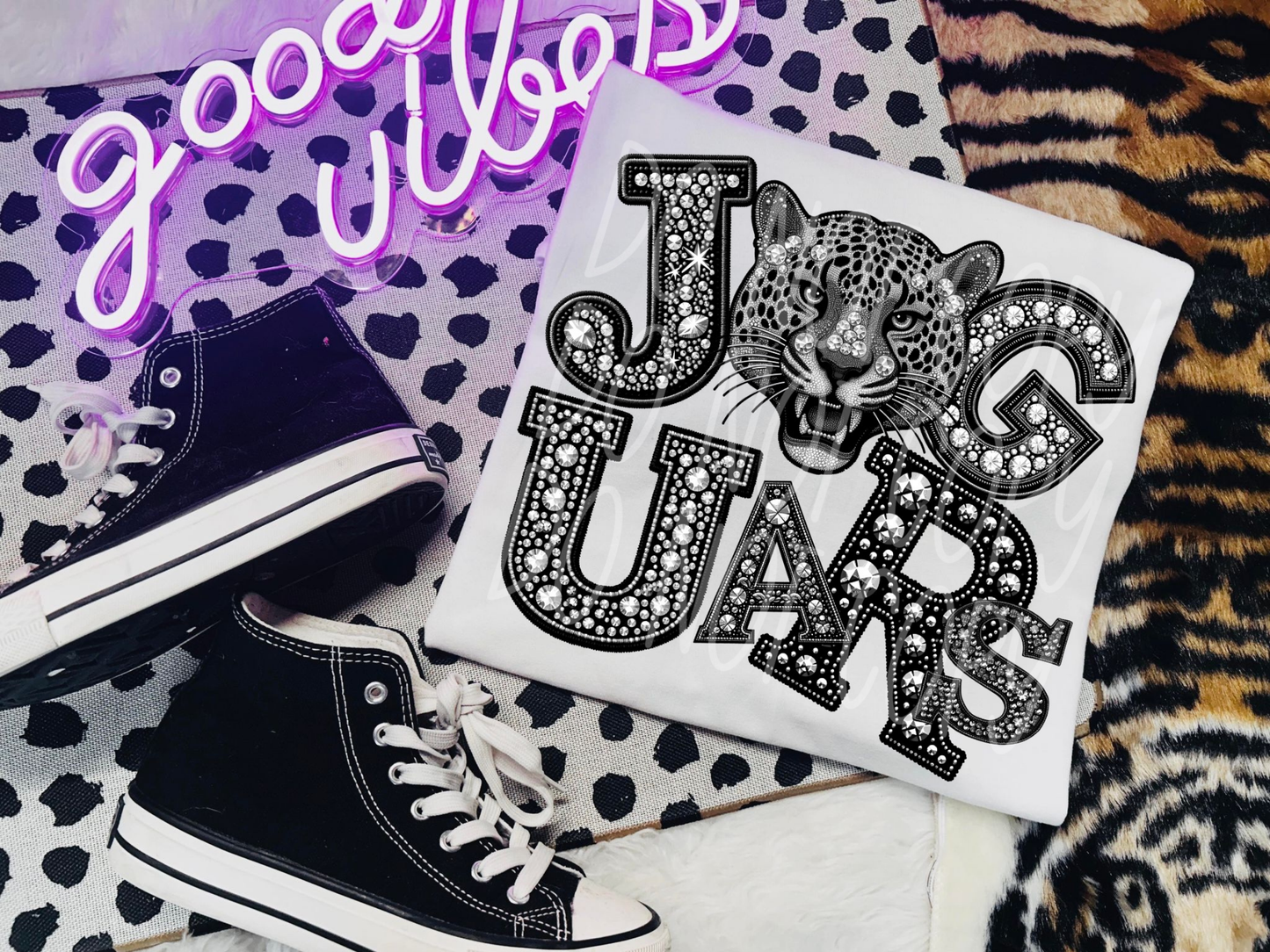 Jaguars School Spirit Mascot Rhinestone DTF Transfer - TED1563