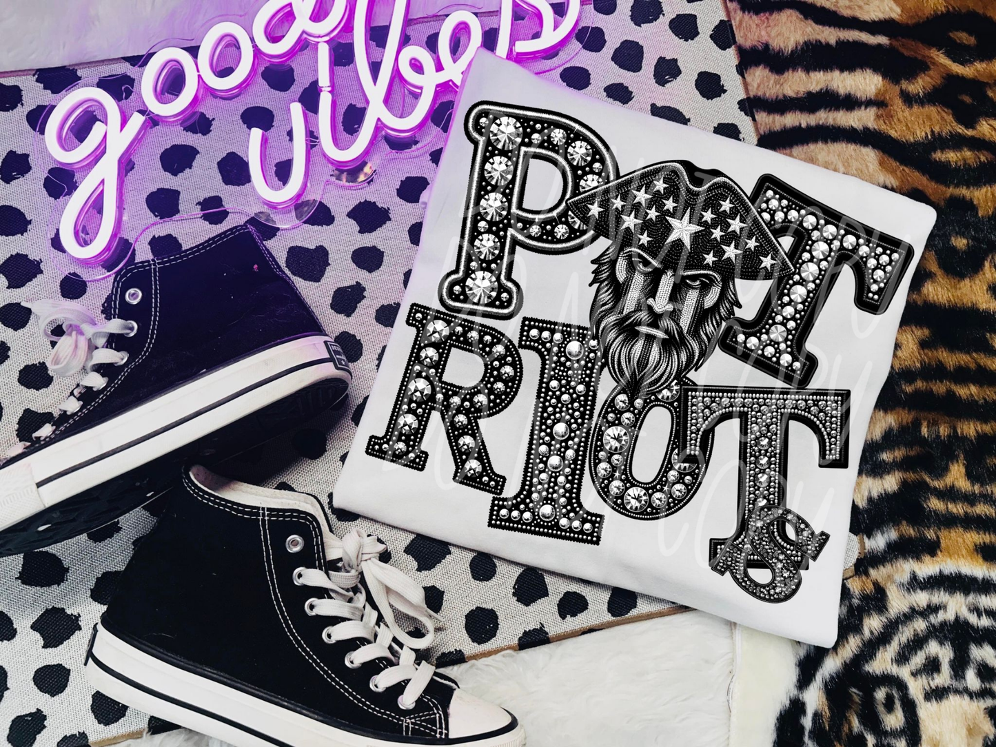 Patriots School Spirit Mascot Rhinestone DTF Transfer - TED1576