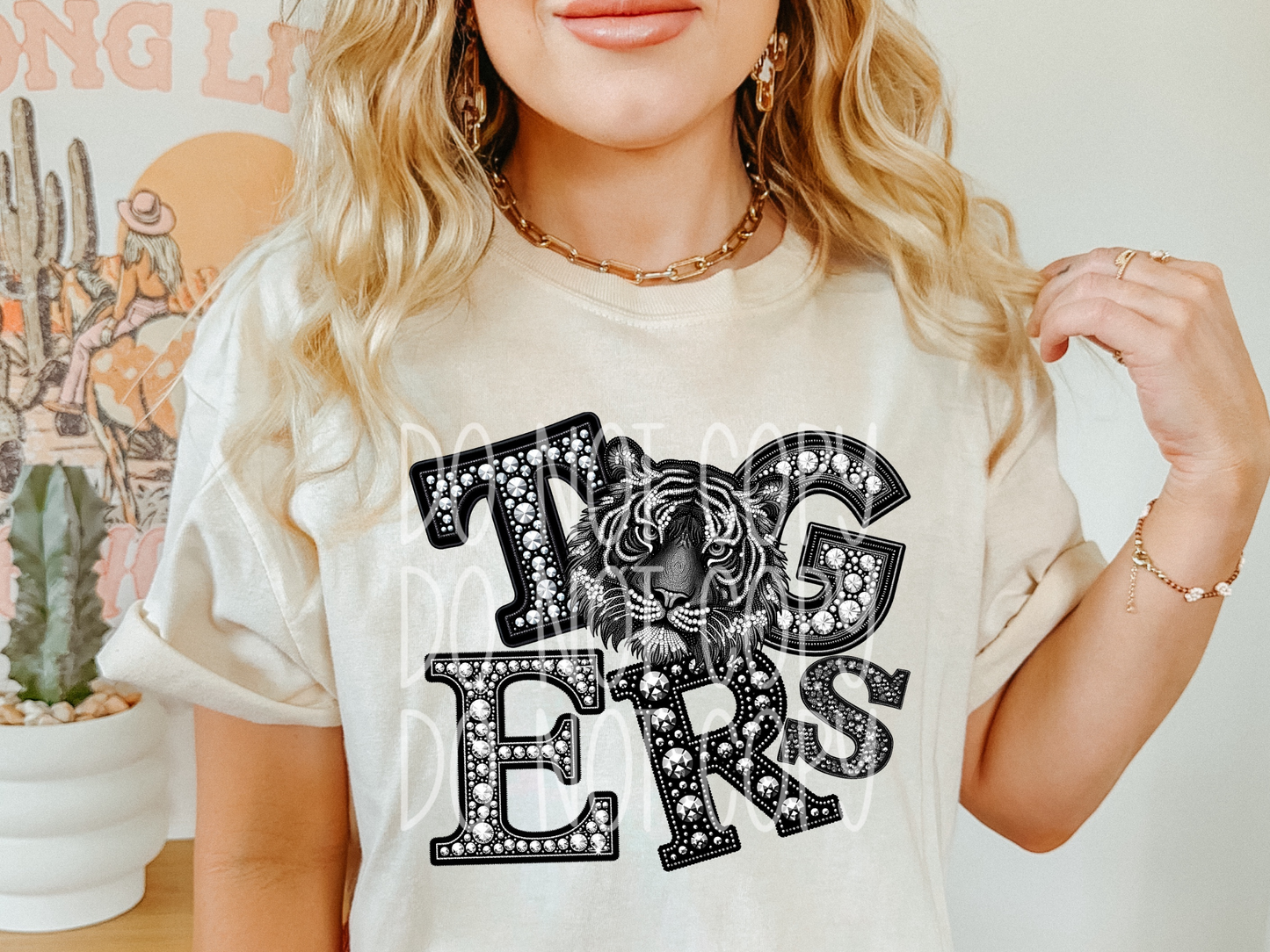 Tigers School Spirit Mascot Rhinestone DTF Transfer - TED1596