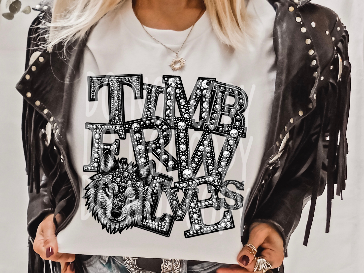 Timberwolves School Spirit Mascot Rhinestone DTF Transfer - TED1597