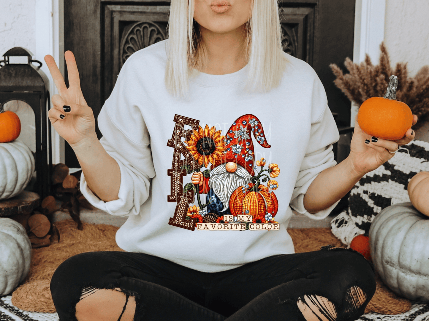 Fall Is My Favorite Color Gnome Rhinestone Fall DTF Transfer - TED1616