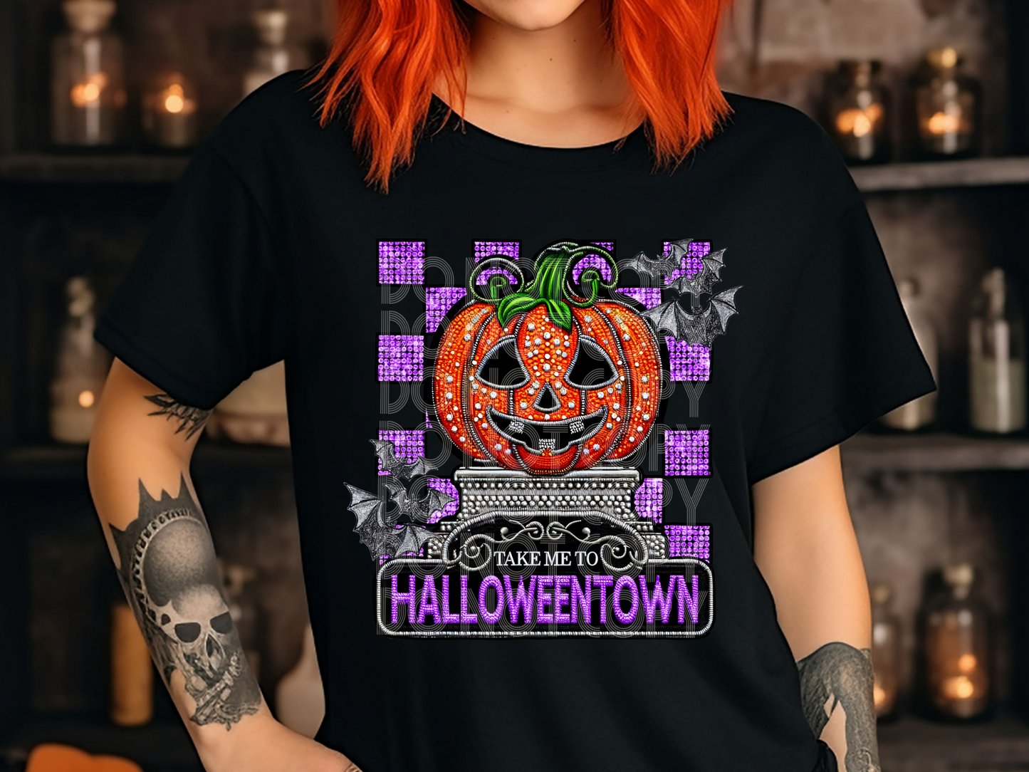 Pumpkin Take Me To Halloweentown Rhinestone Halloween DTF Transfer - TED1620