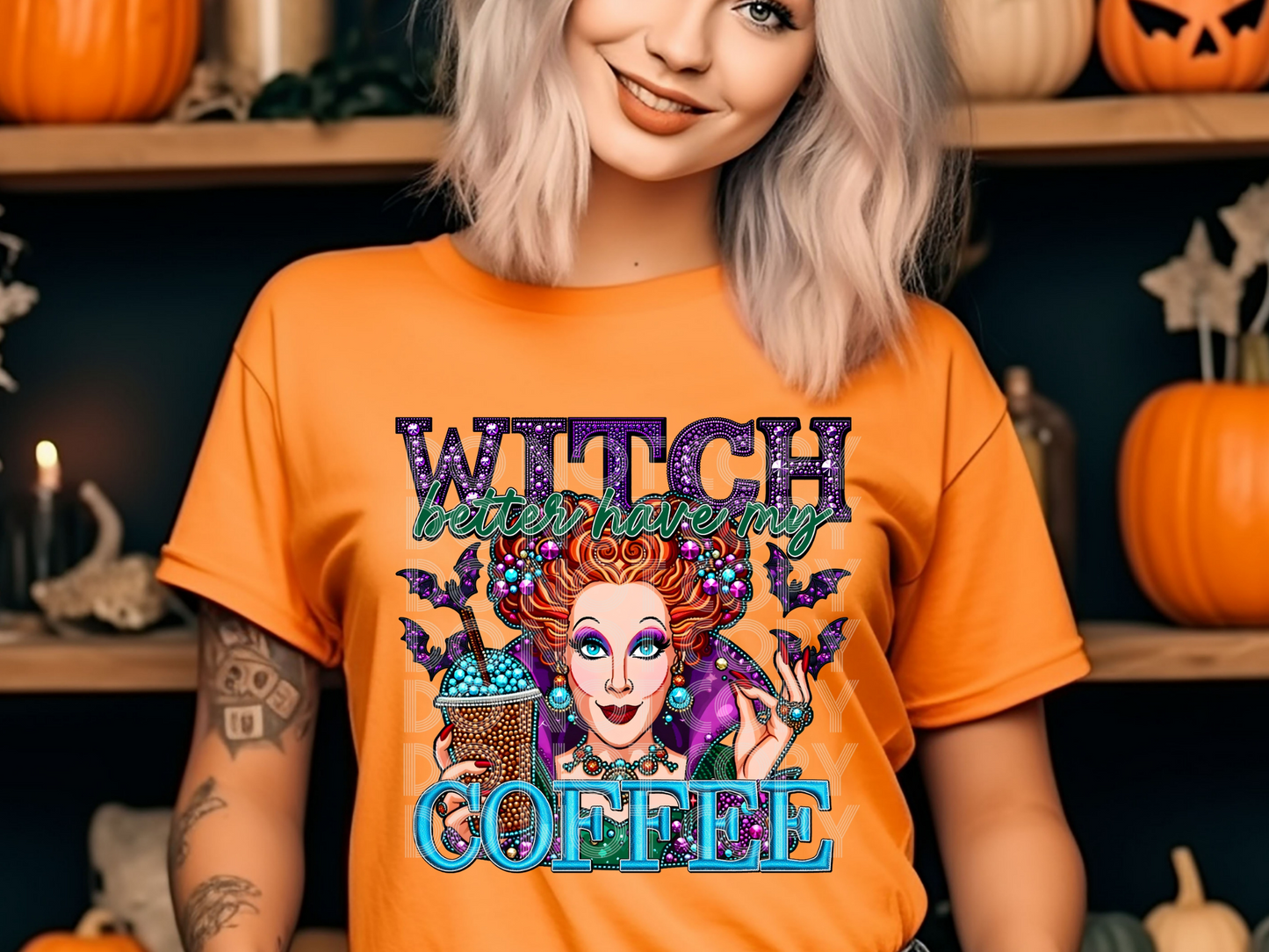 Witch Better Have My Coffee Rhinestone Halloween DTF Transfer - TED1623