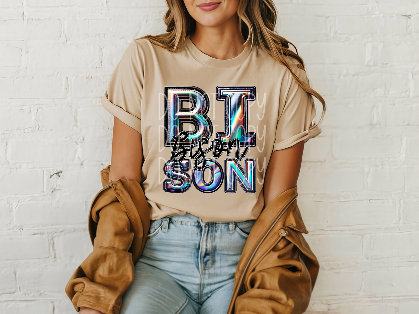 Bisons Holographic School Mascot DTF Transfer - TED1632