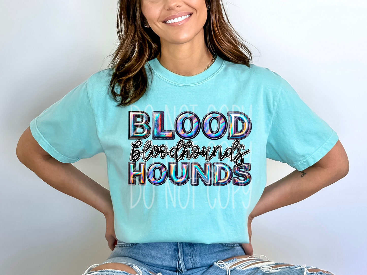 Bloodhounds Holographic School Mascot DTF Transfer - TED1636