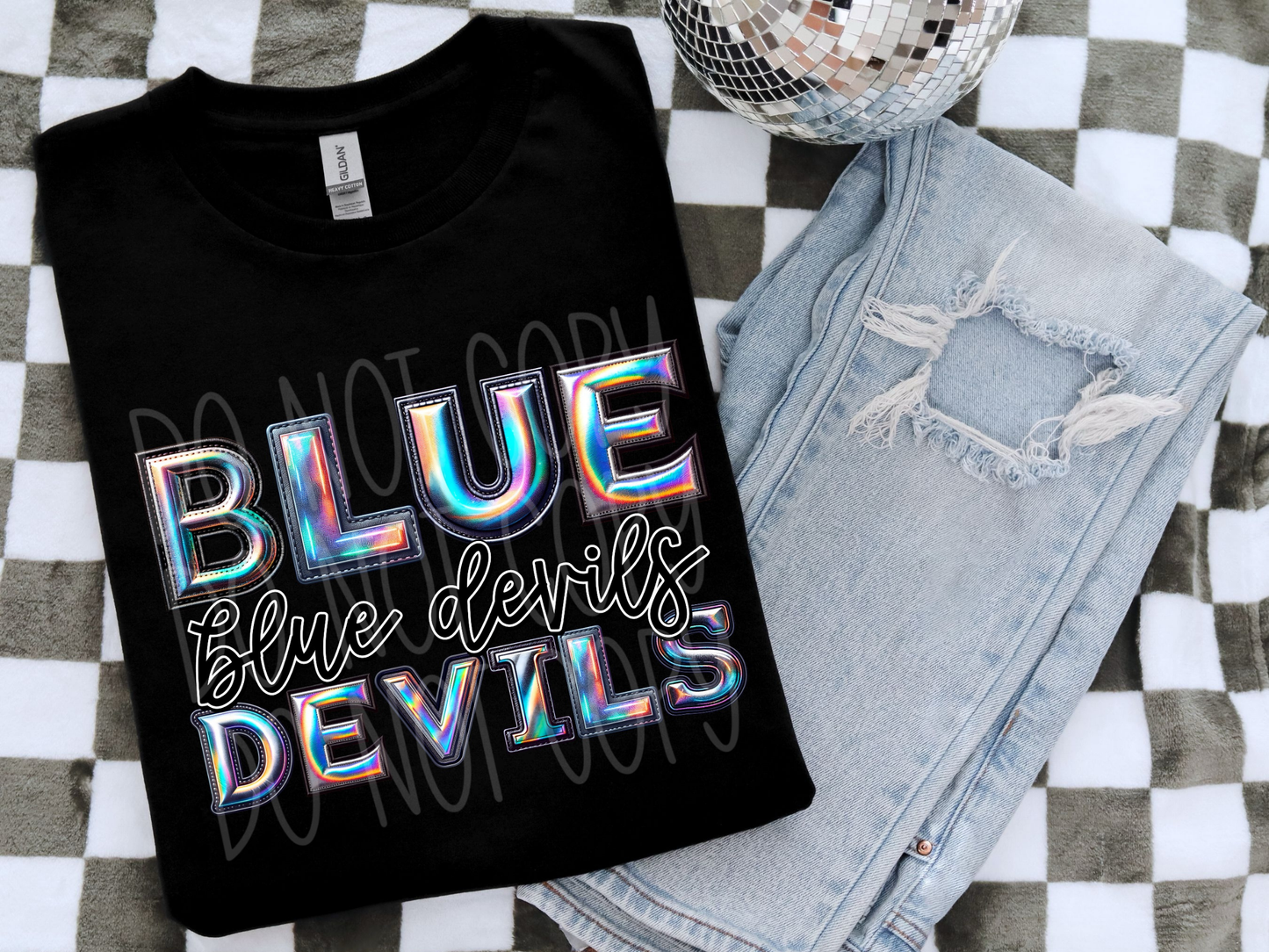 Blue Devils Holographic School Mascot DTF Transfer - TED1638