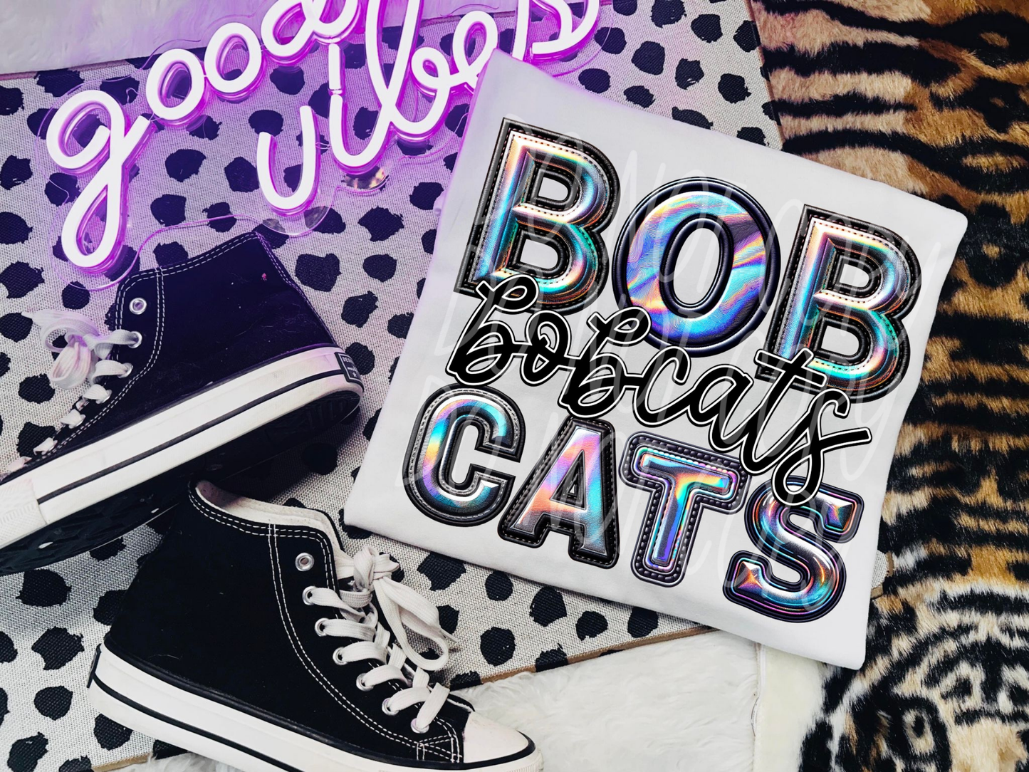 Bobcats Holographic School Mascot DTF Transfer - TED1639