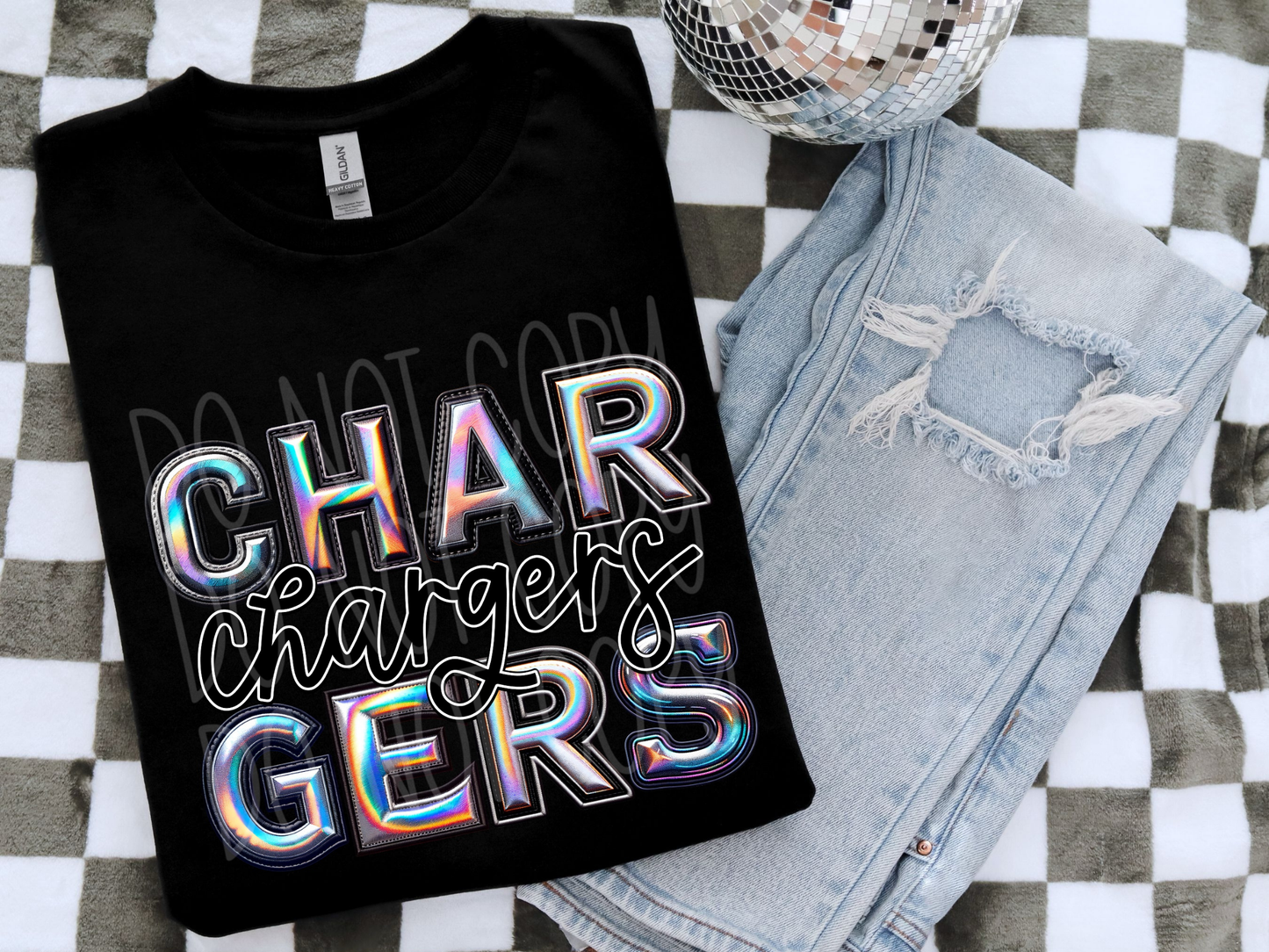 Chargers Holographic School Mascot DTF Transfer - TED1651