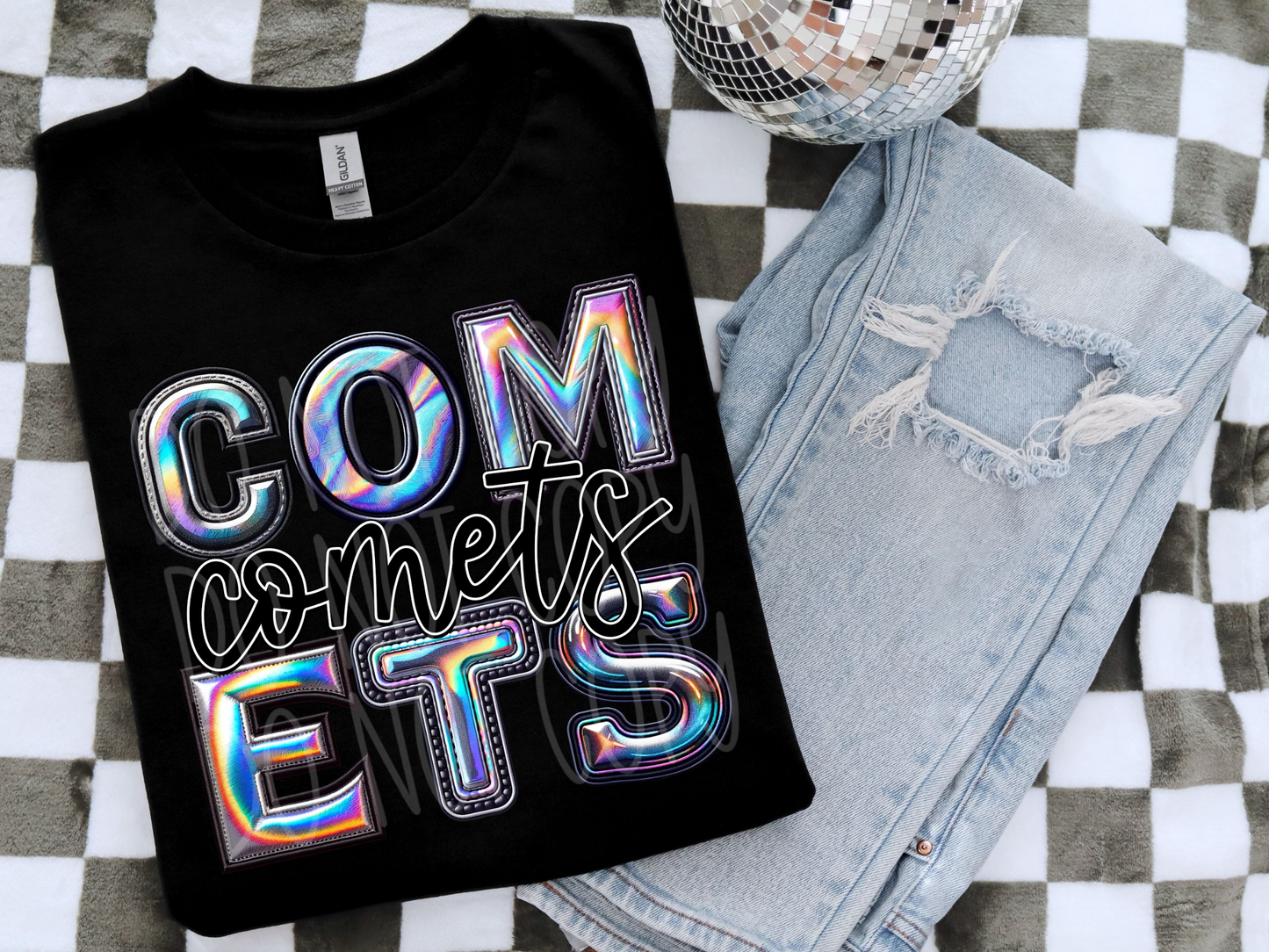 Comets Holographic School Mascot DTF Transfer - TED1654