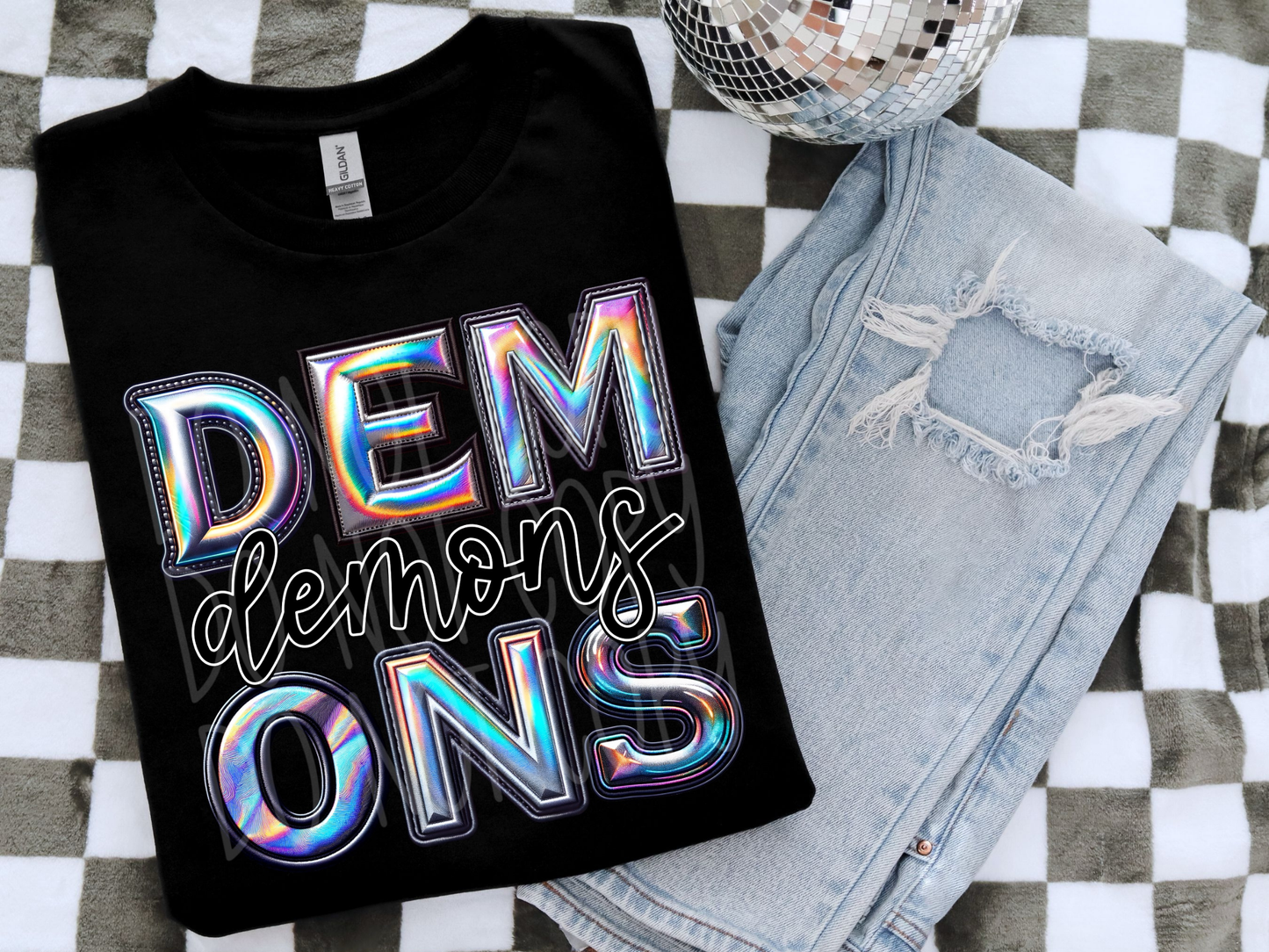 Demons Holographic School Mascot DTF Transfer - TED1660