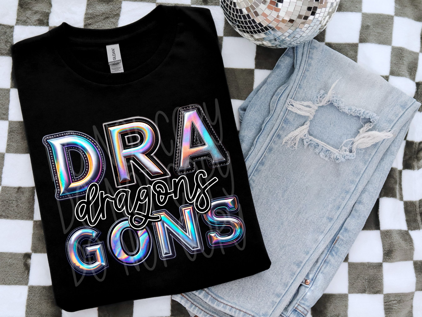 Dragons Holographic School Mascot DTF Transfer - TED1661