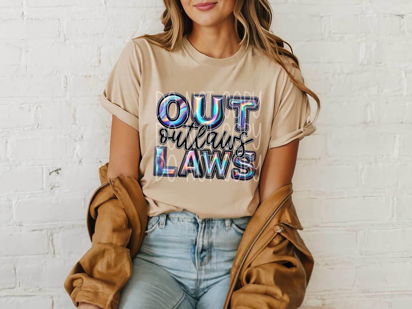 Outlaws Holographic School Mascot DTF Transfer - TED1693