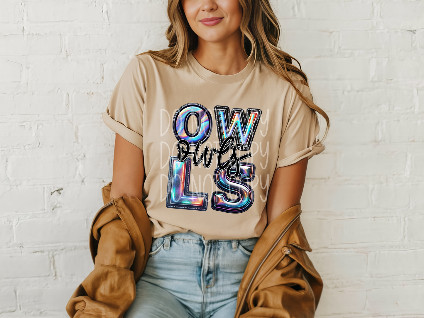 Owls Holographic School Mascot DTF Transfer - TED1694