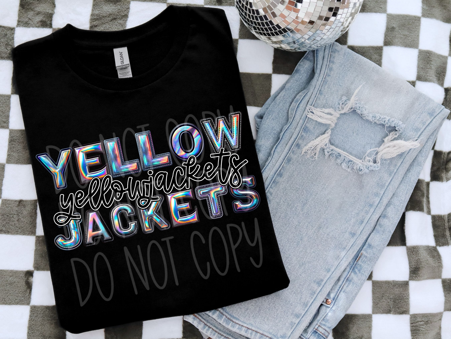 Yellowjackets Holographic School Mascot DTF Transfer - TED1736