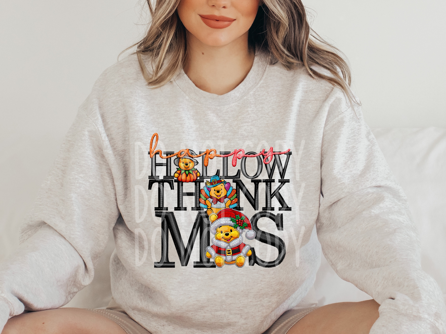 Happy Hallowthankmas Pooh Bear Halloween DTF Transfer - TED1740