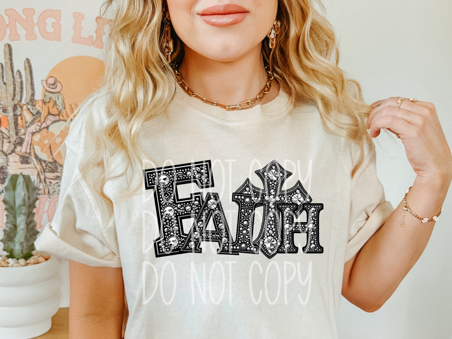 Faith Cross Rhinestone Faith DTF Transfer - TED1759