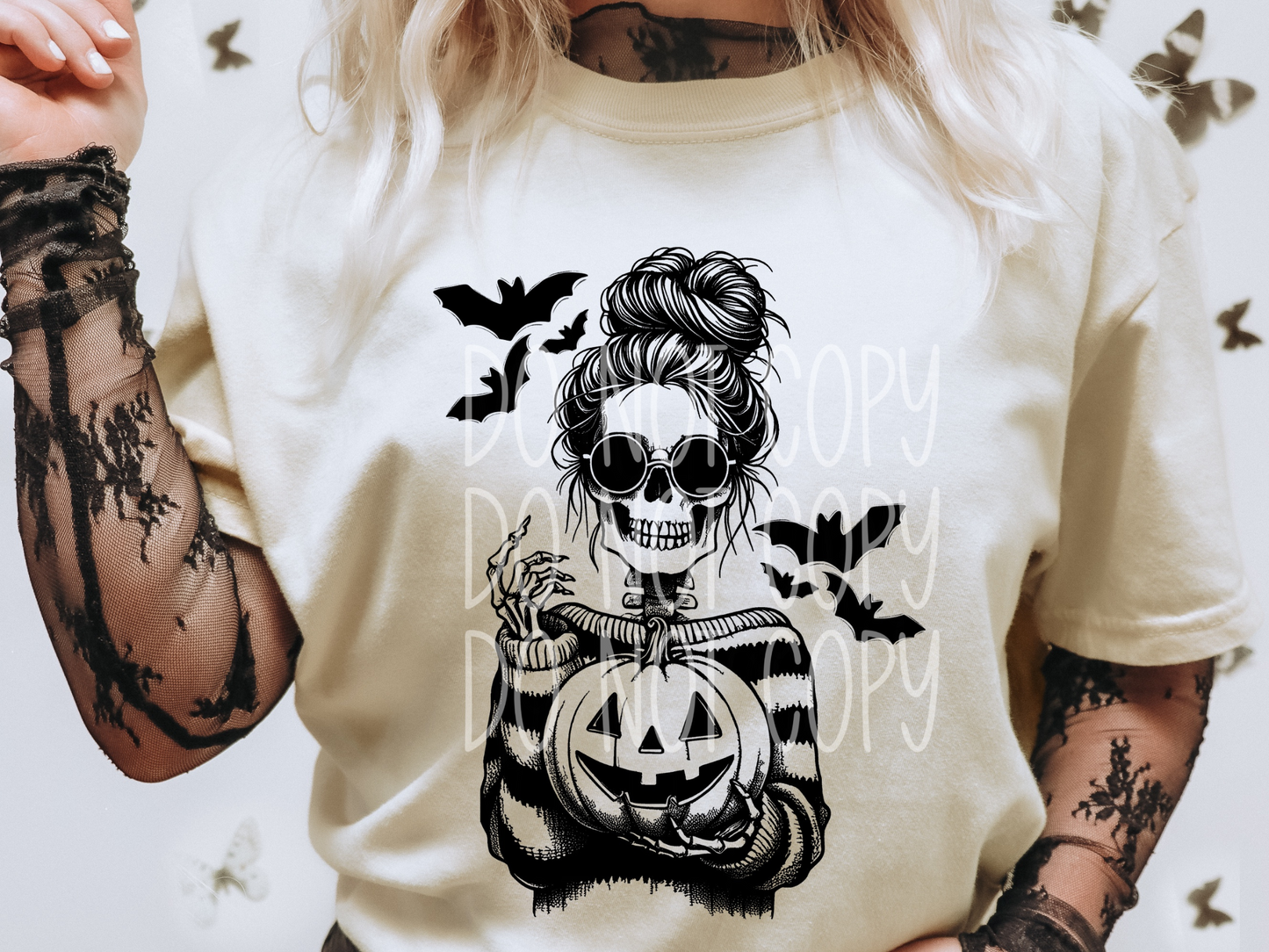 Skeleton Pumpkin Lady Halloween DTF Transfers - TED1767