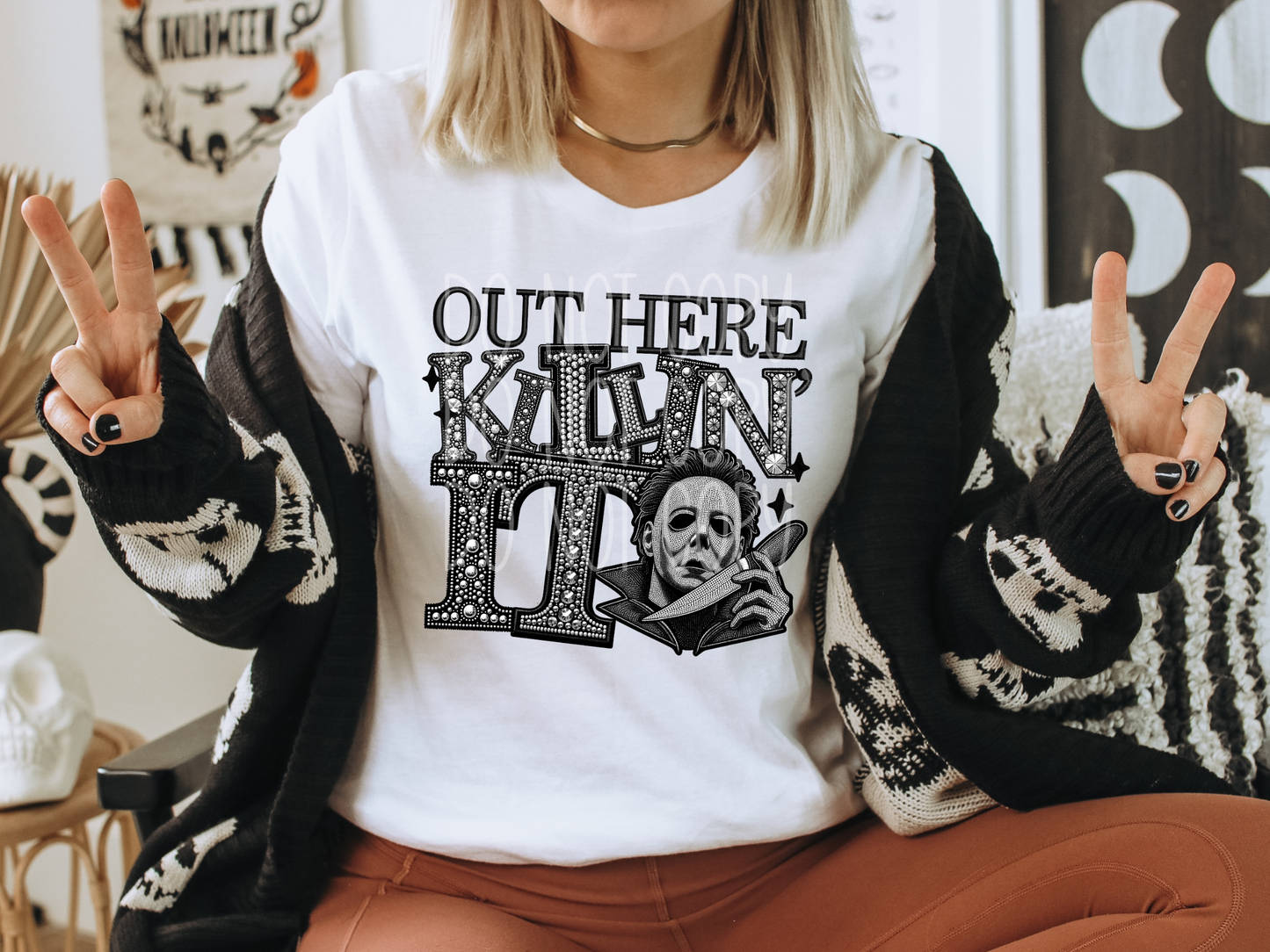 Out Here Killin It Rhinestone Halloween DTF Transfers - TED1771