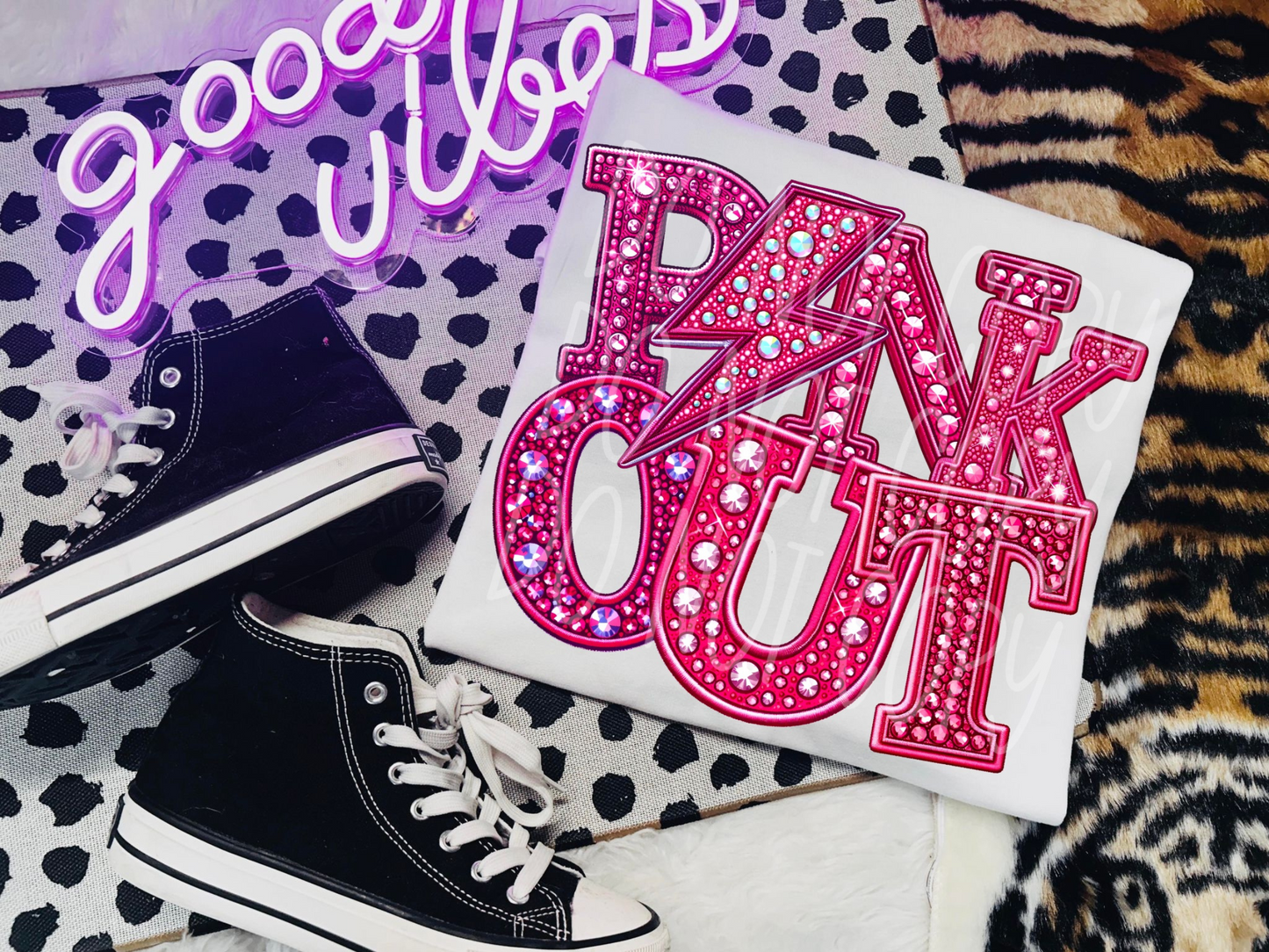 Pink Out Pink Rhinestone DTF Transfer - TED1773