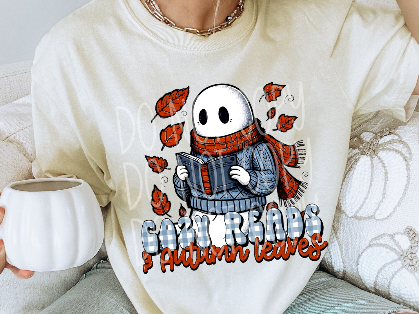 Cozy Reads And Autumn Leaves Fall DTF Transfers - TED1838