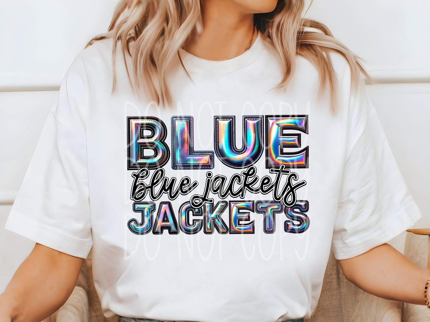 Blue Jackets Holographic School Mascot DTF Transfer - TED1842